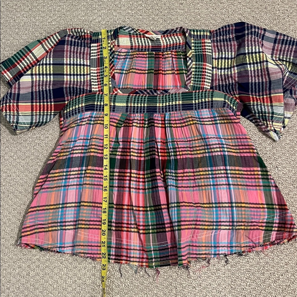 Anthropologie Pilcro Mixed Madras Flutter-Sleeve Blouse - Picture 12 of 13